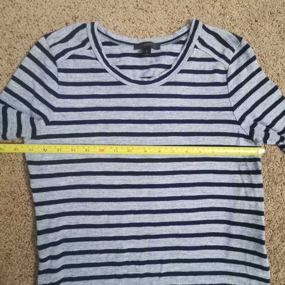 J.Crew Shirt Dress Womens Small Blue Gray Striped Jersey Zipper Casual Versatile - Picture 8 of 9